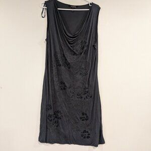 Long Tall Sally Sleeveless Cowl Neck Beaded Midi Dress Charcoal Grey Size Large